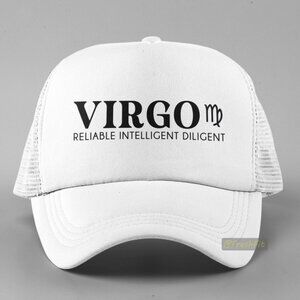 🆕Virgo Zodiac Personality White Foam Trucker Hat Mesh Snapback Cap
